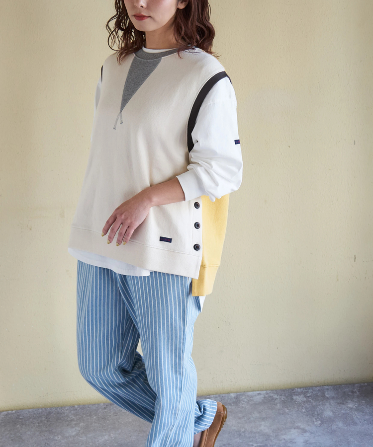 CUBE SUGAR(キューブシュガー) |【春新作8%分ポイントバック】ガーゼ裏毛 脇スリット スウェット ベスト