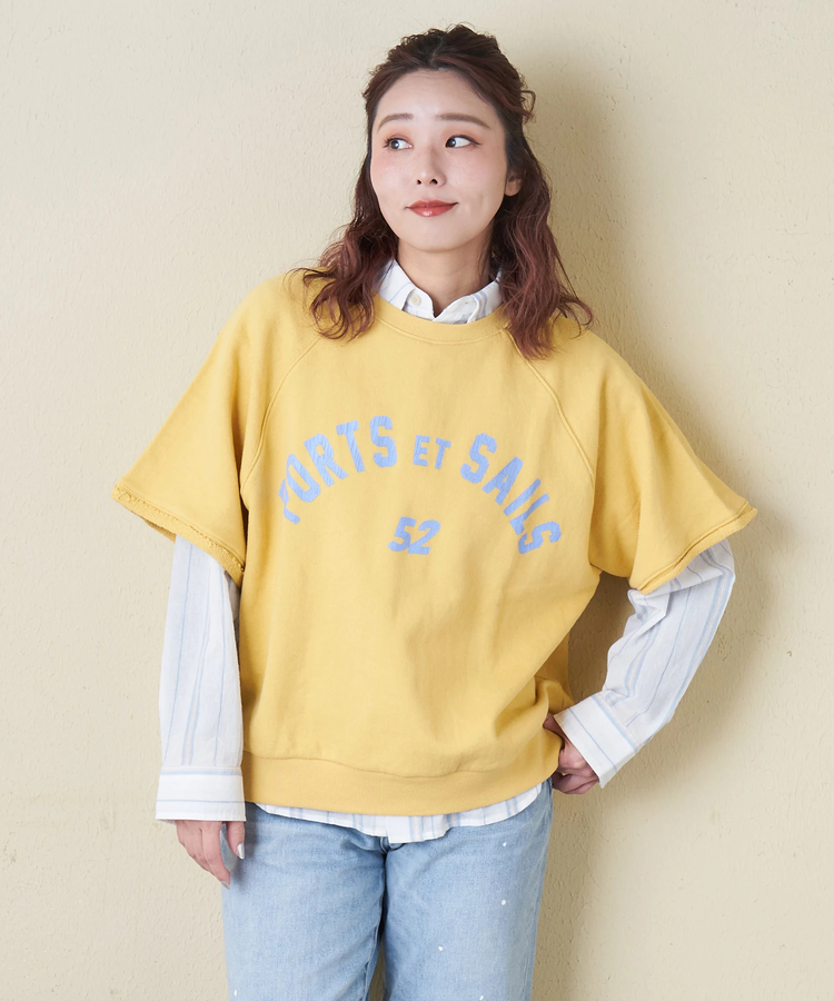 CUBE SUGAR(キューブシュガー) |【春新作8%分ポイントバック】ガーゼ裏毛 スウェット 5分袖 ラグラン プルオーバー