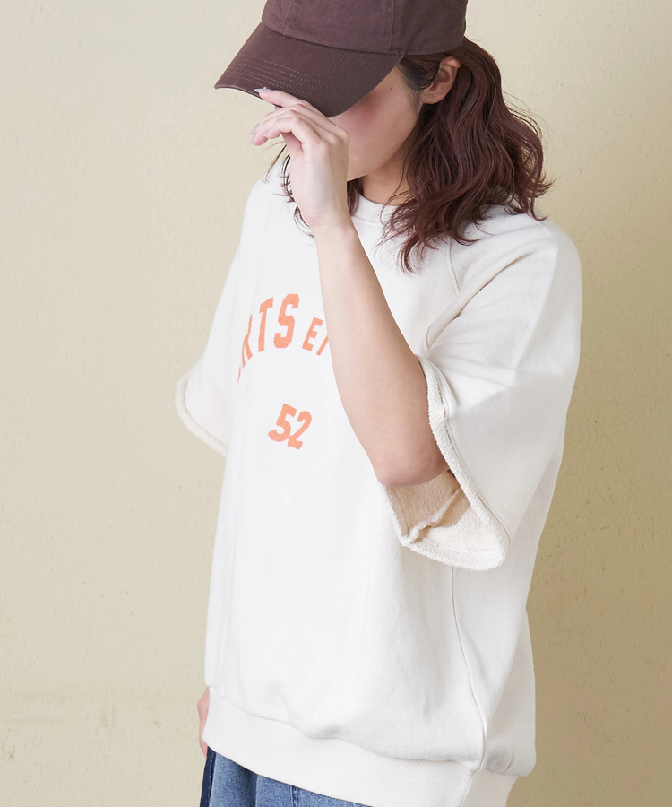 CUBE SUGAR(キューブシュガー) |【春新作8%分ポイントバック】ガーゼ裏毛 スウェット 5分袖 ラグラン プルオーバー