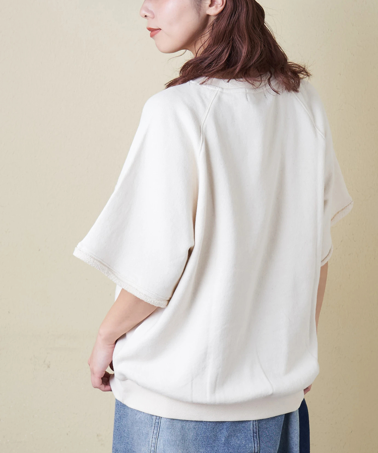 CUBE SUGAR(キューブシュガー) |【春新作8%分ポイントバック】ガーゼ裏毛 スウェット 5分袖 ラグラン プルオーバー