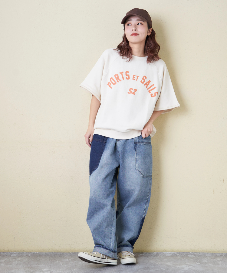 CUBE SUGAR(キューブシュガー) |【春新作8%分ポイントバック】ガーゼ裏毛 スウェット 5分袖 ラグラン プルオーバー