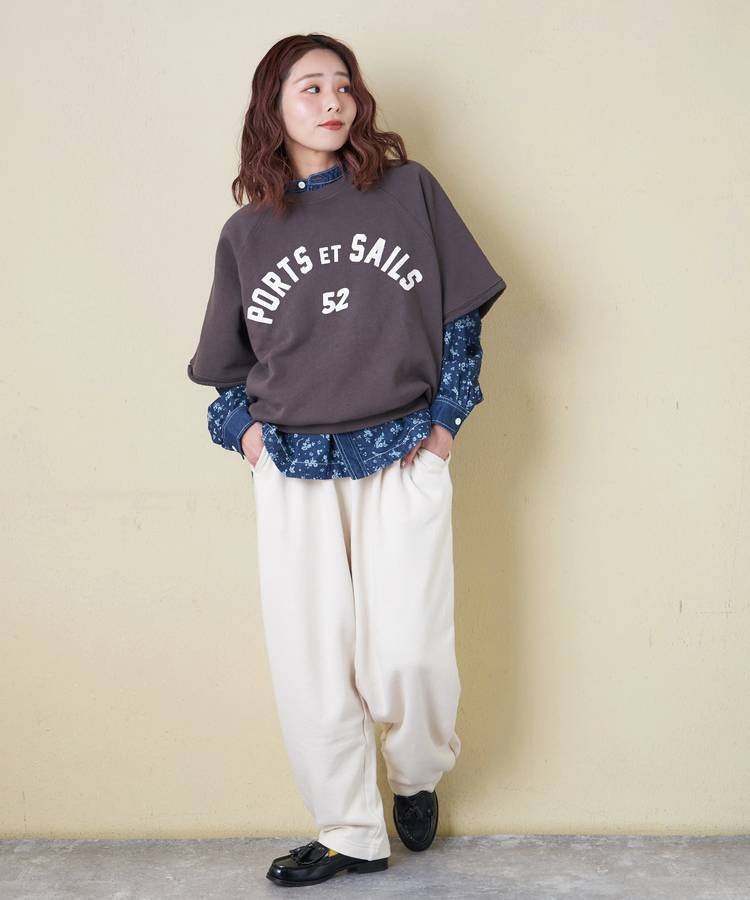 CUBE SUGAR(キューブシュガー) |【春新作8%分ポイントバック】ガーゼ裏毛 スウェット 5分袖 ラグラン プルオーバー