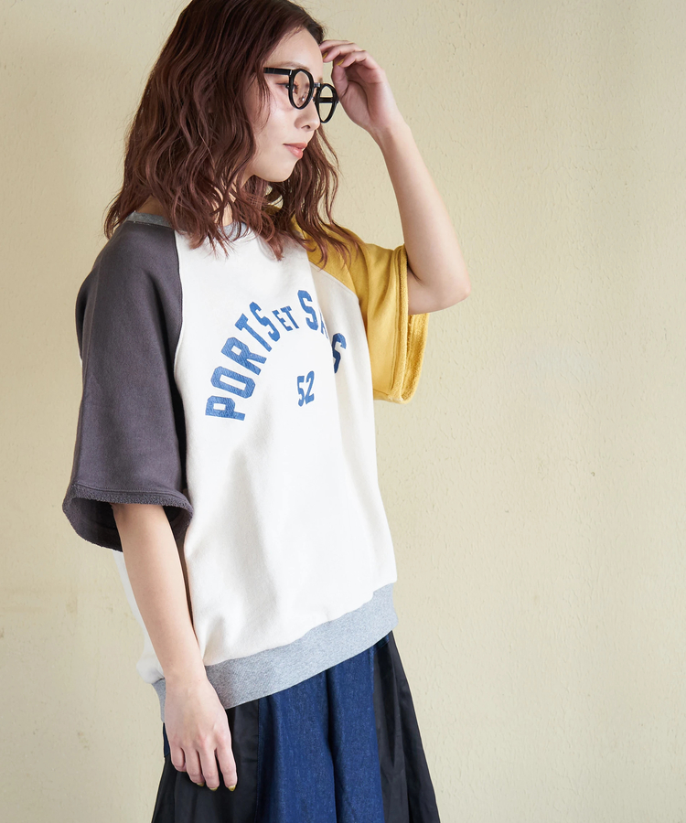 CUBE SUGAR(キューブシュガー) |【春新作8%分ポイントバック】ガーゼ裏毛 スウェット 5分袖 ラグラン プルオーバー