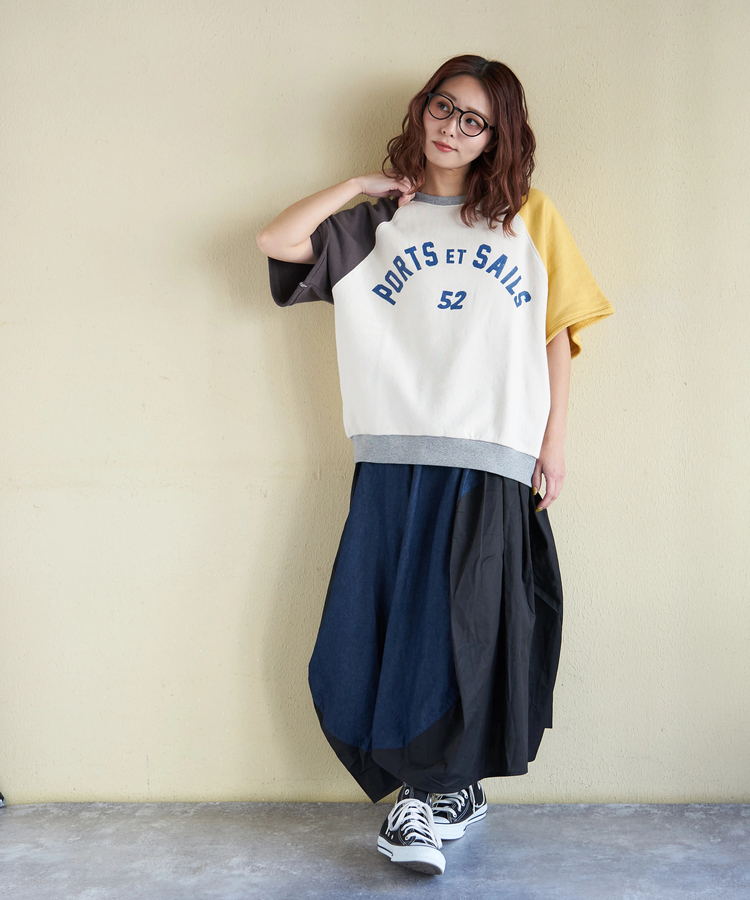 CUBE SUGAR(キューブシュガー) |【春新作8%分ポイントバック】ガーゼ裏毛 スウェット 5分袖 ラグラン プルオーバー