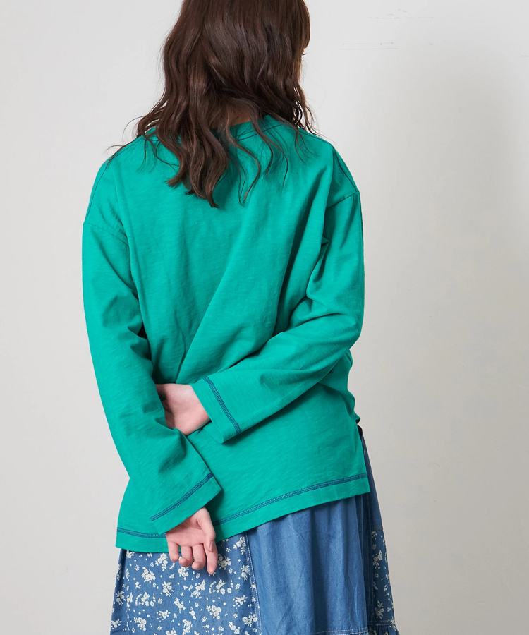 CUBE SUGAR(キューブシュガー) |【春新作8%分ポイントバック】10/-スラブ天竺 クルーネック ロングTシャツ