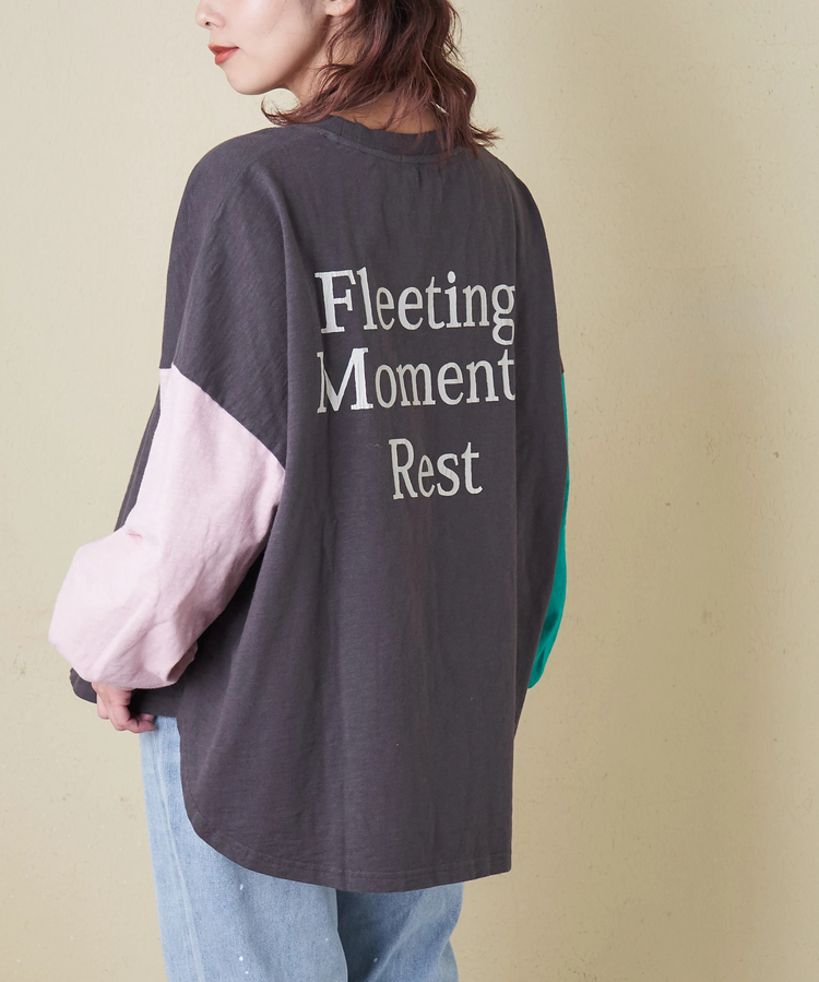 CUBE SUGAR(キューブシュガー) |【春新作】10/-スラブ天竺 バックプリント パフスリーブ プルオーバー