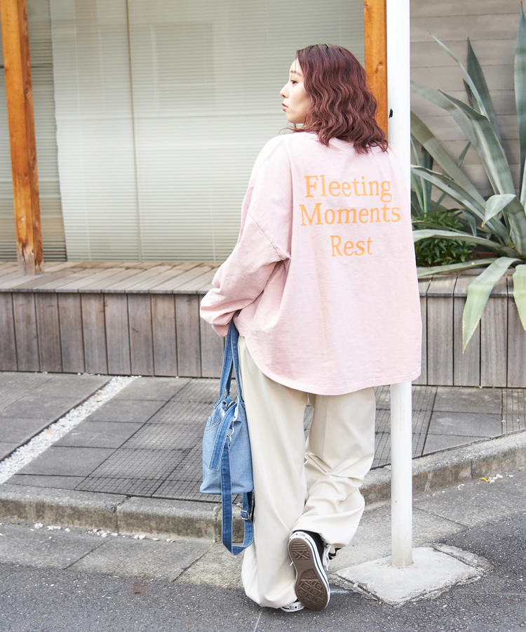 CUBE SUGAR(キューブシュガー) |【春新作】10/-スラブ天竺 バックプリント パフスリーブ プルオーバー