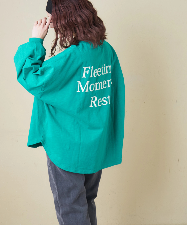 CUBE SUGAR(キューブシュガー) |【春新作】10/-スラブ天竺 バックプリント パフスリーブ プルオーバー