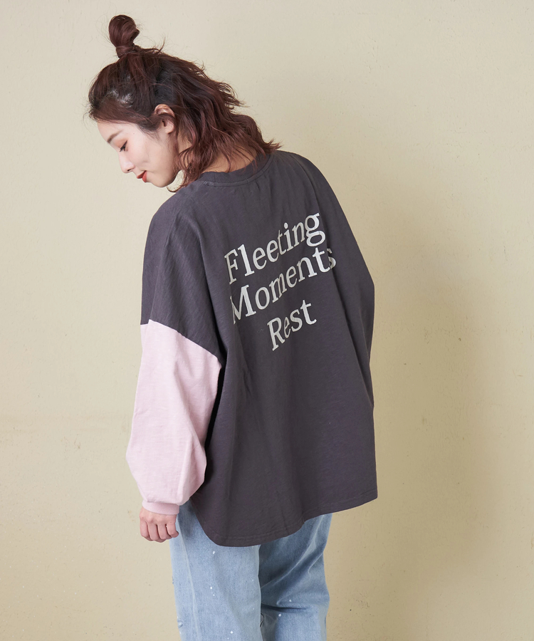 CUBE SUGAR(キューブシュガー) |【春新作】10/-スラブ天竺 バックプリント パフスリーブ プルオーバー