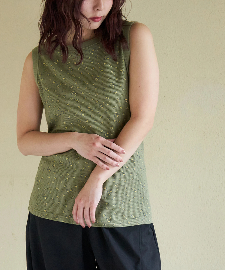 CUBE SUGAR(キューブシュガー) |【春新作】ワッフル 小花柄 プリント タンクトップ