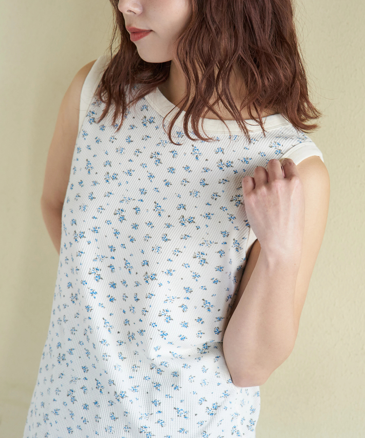 CUBE SUGAR(キューブシュガー) |【春新作】ワッフル 小花柄 プリント タンクトップ