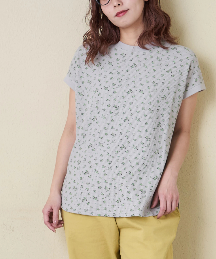 CUBE SUGAR(キューブシュガー) |【春新作】ワッフル 小花柄 プリント フレンチ プルオーバー