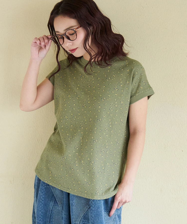 CUBE SUGAR(キューブシュガー) |【春新作】ワッフル 小花柄 プリント フレンチ プルオーバー