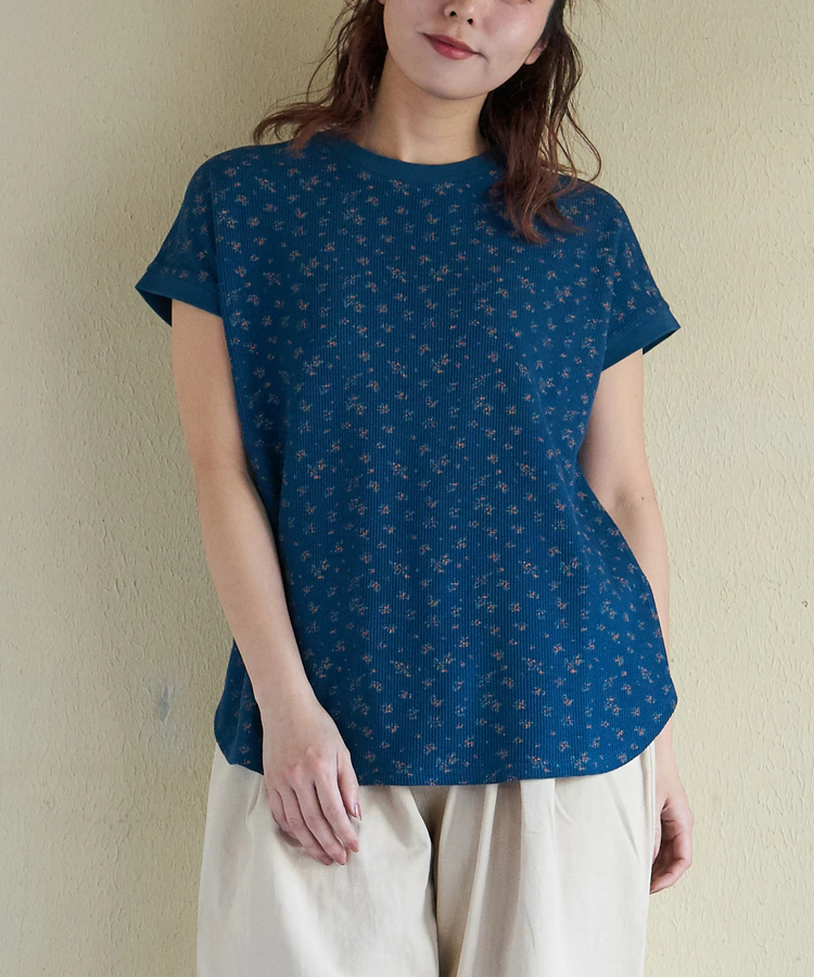 CUBE SUGAR(キューブシュガー) |【春新作】ワッフル 小花柄 プリント フレンチ プルオーバー