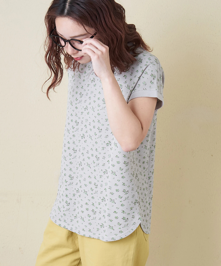 CUBE SUGAR(キューブシュガー) |【春新作】ワッフル 小花柄 プリント フレンチ プルオーバー