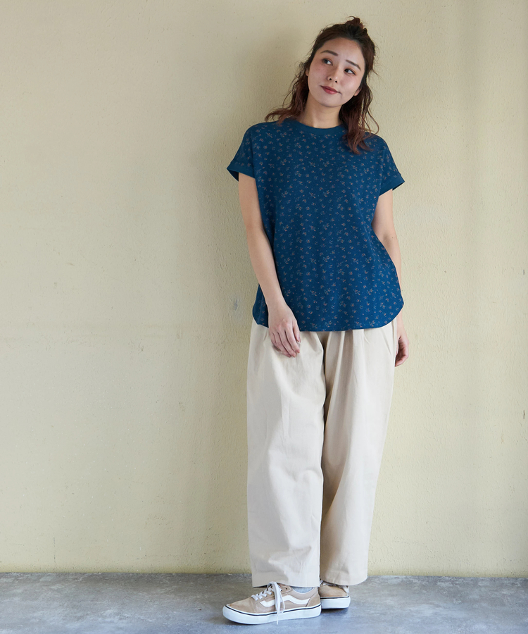 CUBE SUGAR(キューブシュガー) |【春新作】ワッフル 小花柄 プリント フレンチ プルオーバー