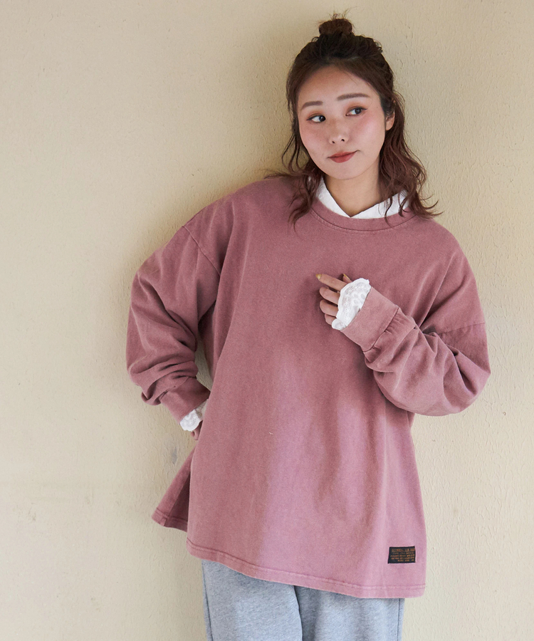 CUBE SUGAR(キューブシュガー) |【春新作8%分ポイントバック】ピグメント染 カットソー ビッグ プルオーバー