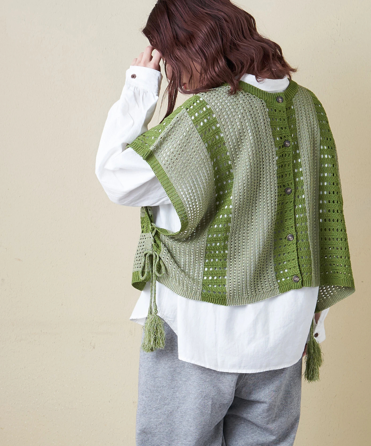 CUBE SUGAR(キューブシュガー) |【春新作8%分ポイントバック】麻タッチ ニット 前後2way ケーブル ベスト