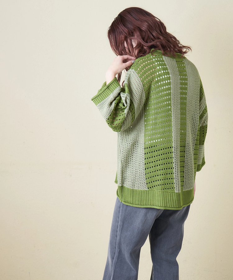 CUBE SUGAR(キューブシュガー) |【春新作8%分ポイントバック】麻タッチ ニット ライン プルオーバー