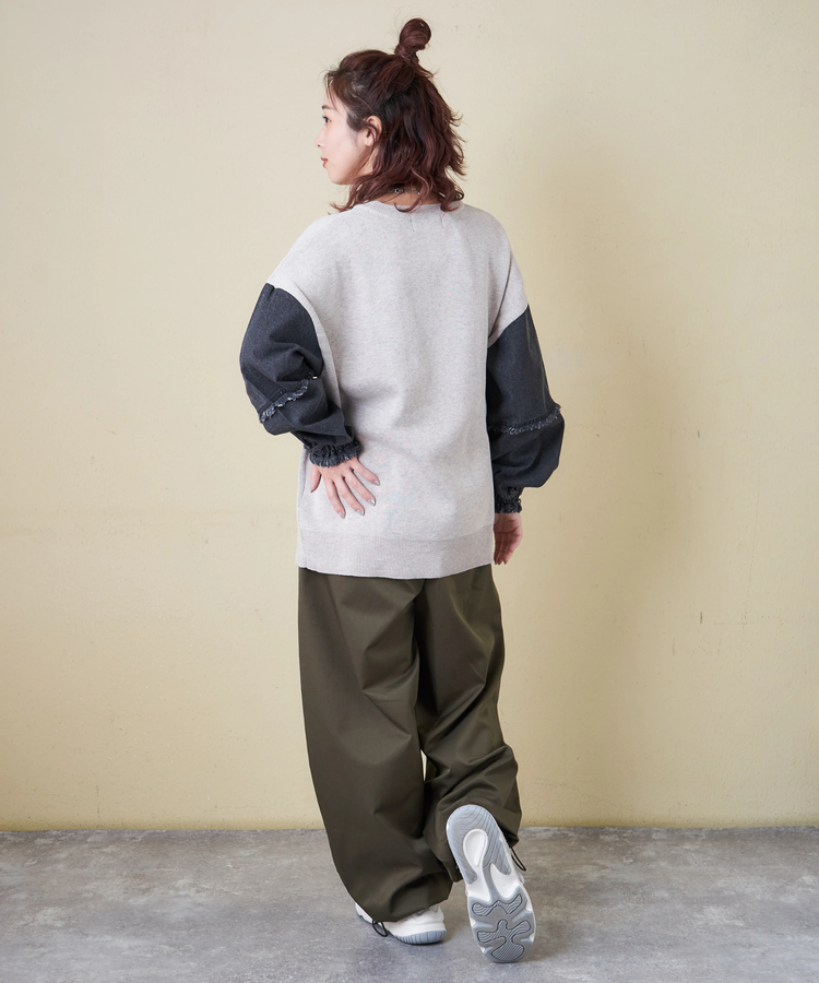 CUBE SUGAR(キューブシュガー) |【春新作8%分ポイントバック】ジャガード ニット × デニム 切替 長袖 プルオーバー