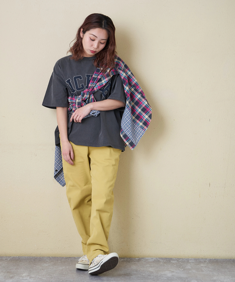 CUBE SUGAR(キューブシュガー) |【春新作】先染めチェック 組合せ アシッド加工 切替 ビッグシャツ