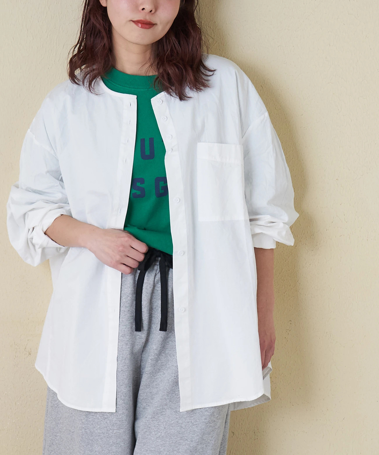 CUBE SUGAR(キューブシュガー) |【春新作】ノーカラー ビッグシャツ