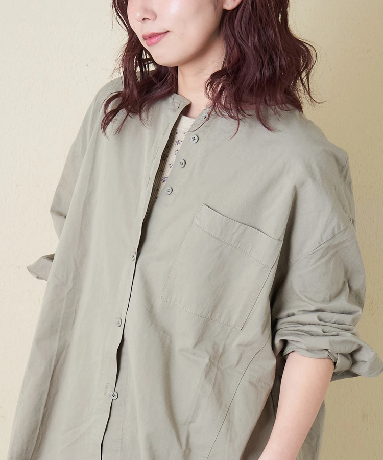 CUBE SUGAR(キューブシュガー) |【春新作】ノーカラー ビッグシャツ