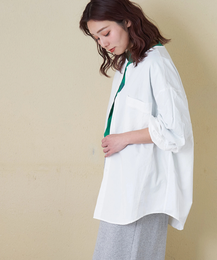 CUBE SUGAR(キューブシュガー) |【春新作】ノーカラー ビッグシャツ