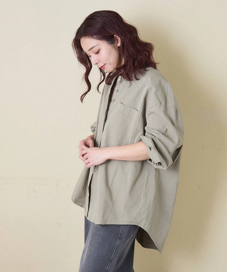 CUBE SUGAR(キューブシュガー) |【春新作】ノーカラー ビッグシャツ