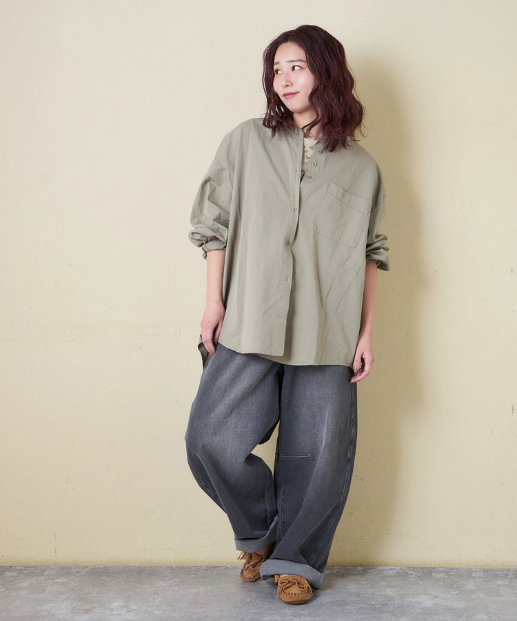 CUBE SUGAR(キューブシュガー) |【春新作】ノーカラー ビッグシャツ