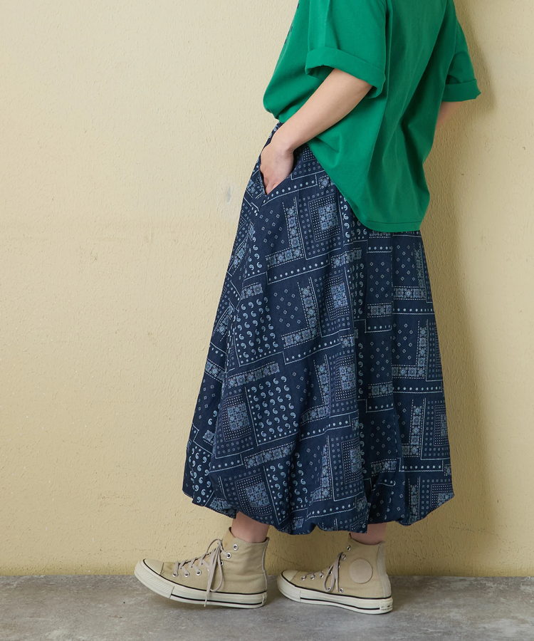 CUBE SUGAR(キューブシュガー) |【3/18まで!スプリングフェア 】【春新作】デニム プリント バルーンスカート