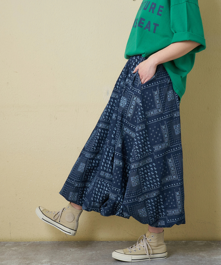 CUBE SUGAR(キューブシュガー) |【3/18まで!スプリングフェア 】【春新作】デニム プリント バルーンスカート