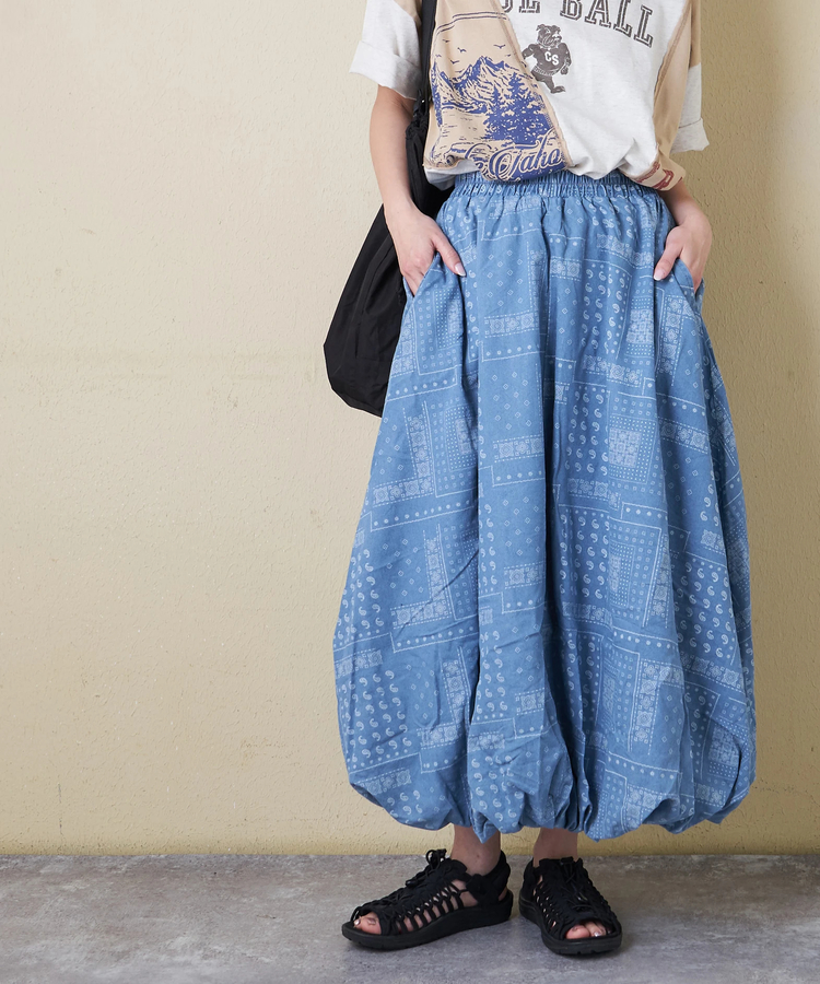 CUBE SUGAR(キューブシュガー) |【3/18まで!スプリングフェア 】【春新作】デニム プリント バルーンスカート