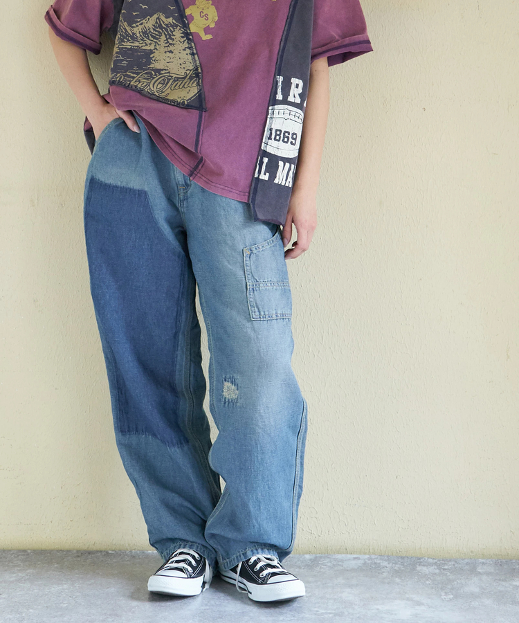 CUBE SUGAR(キューブシュガー) |【春新作】綿麻 スラブ デニム ワーク パンツ