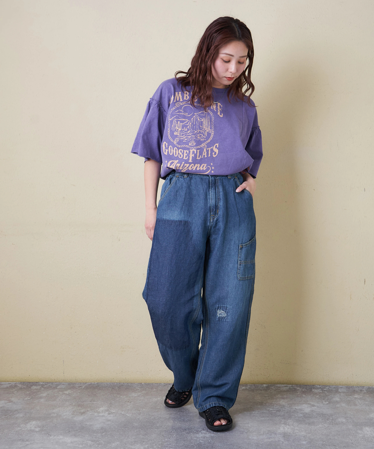 CUBE SUGAR(キューブシュガー) |【春新作】綿麻 スラブ デニム ワーク パンツ