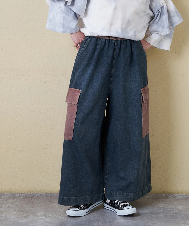 CUBE SUGAR(キューブシュガー) |【春新作ポイント2倍(2/10まで)】デニム ピグメント ビッグ イージーパンツ