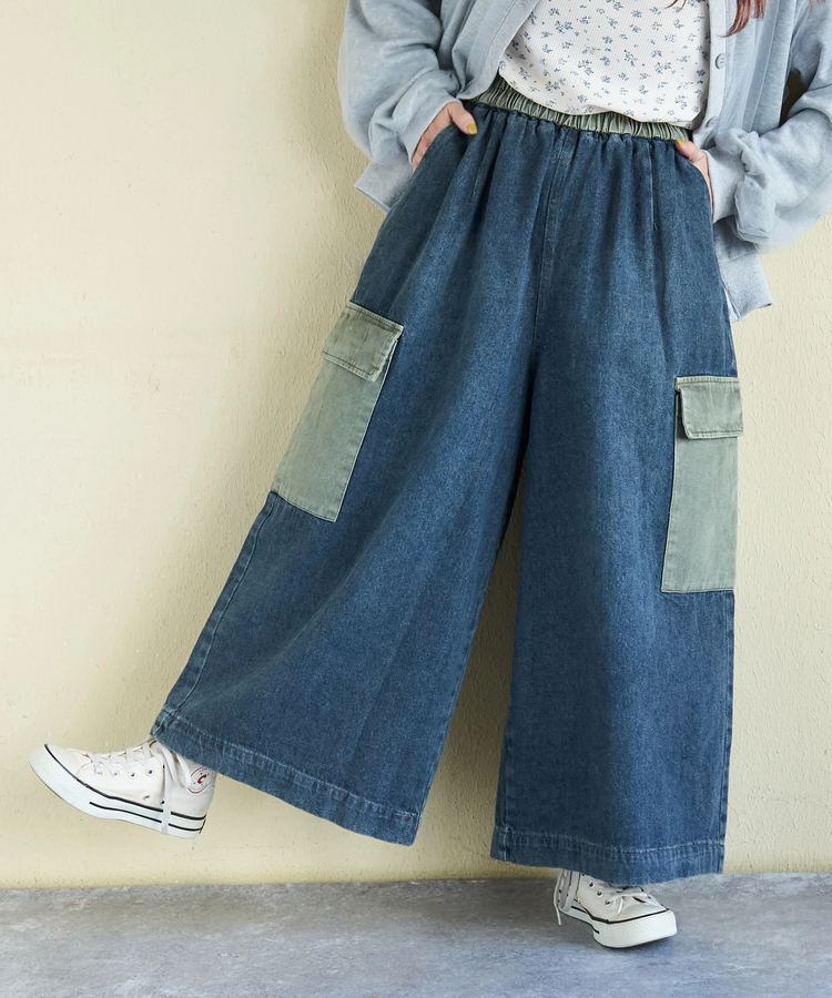 CUBE SUGAR(キューブシュガー) |【春新作ポイント2倍(2/10まで)】デニム ピグメント ビッグ イージーパンツ