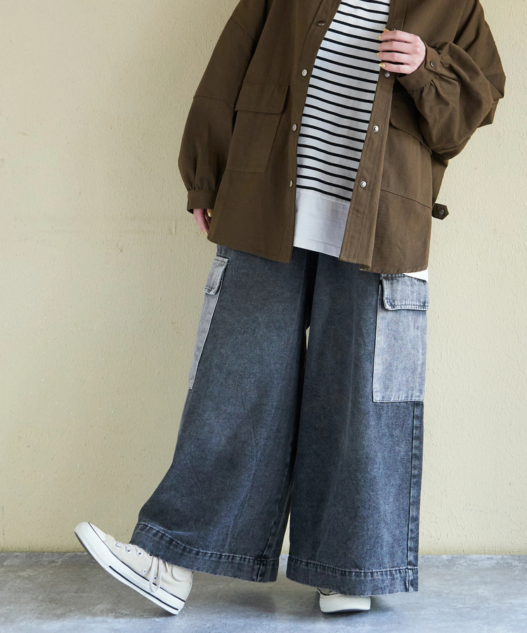 CUBE SUGAR(キューブシュガー) |【春新作ポイント2倍(2/10まで)】デニム ピグメント ビッグ イージーパンツ