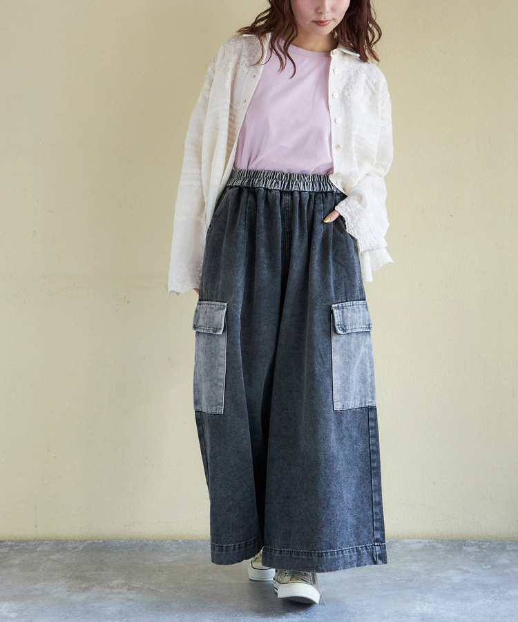 CUBE SUGAR(キューブシュガー) |【春新作ポイント2倍(2/10まで)】デニム ピグメント ビッグ イージーパンツ