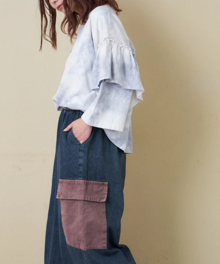 CUBE SUGAR(キューブシュガー) |【春新作ポイント2倍(2/10まで)】デニム ピグメント ビッグ イージーパンツ