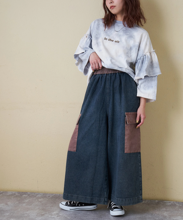 CUBE SUGAR(キューブシュガー) |【春新作ポイント2倍(2/10まで)】デニム ピグメント ビッグ イージーパンツ