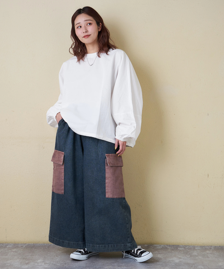 CUBE SUGAR(キューブシュガー) |【春新作ポイント2倍(2/10まで)】デニム ピグメント ビッグ イージーパンツ