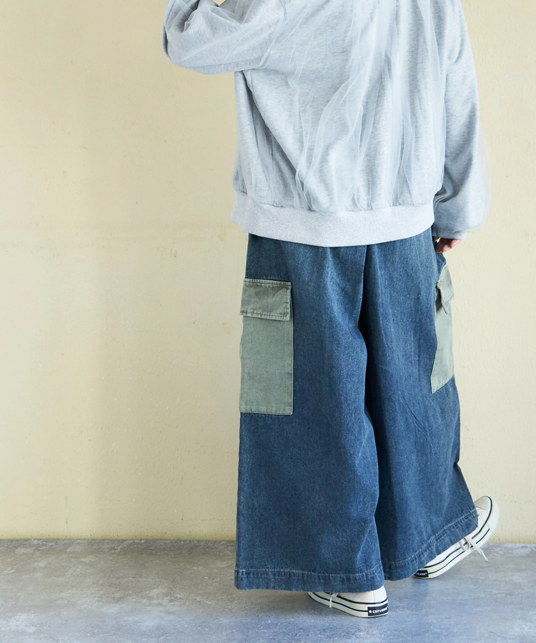 CUBE SUGAR(キューブシュガー) |【春新作ポイント2倍(2/10まで)】デニム ピグメント ビッグ イージーパンツ