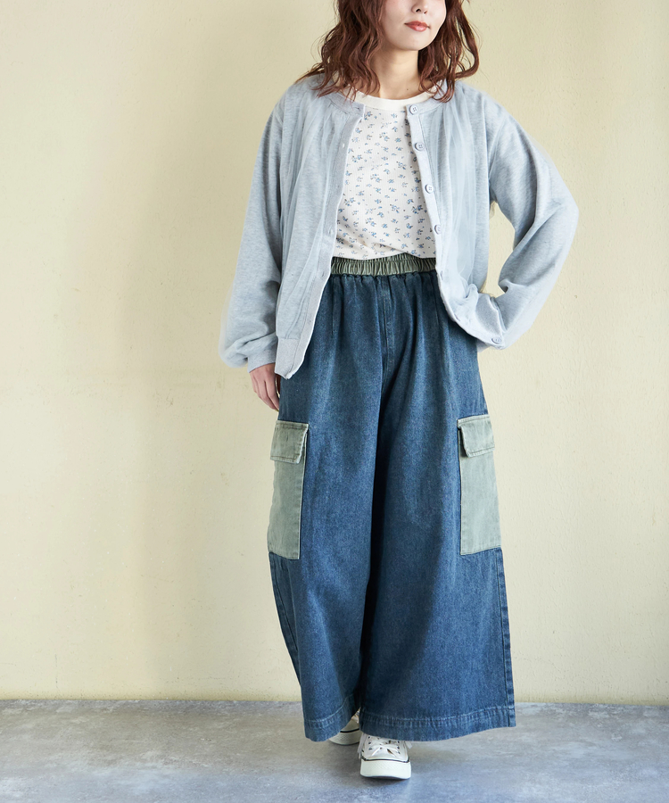 CUBE SUGAR(キューブシュガー) |【春新作ポイント2倍(2/10まで)】デニム ピグメント ビッグ イージーパンツ