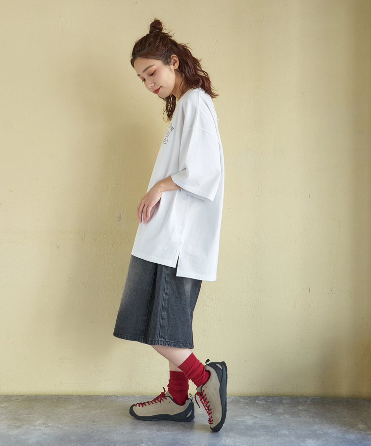 CUBE SUGAR(キューブシュガー) |【3/18まで!スプリングフェア 】【春新作】デニム サイド タック ワイド ハーフパンツ