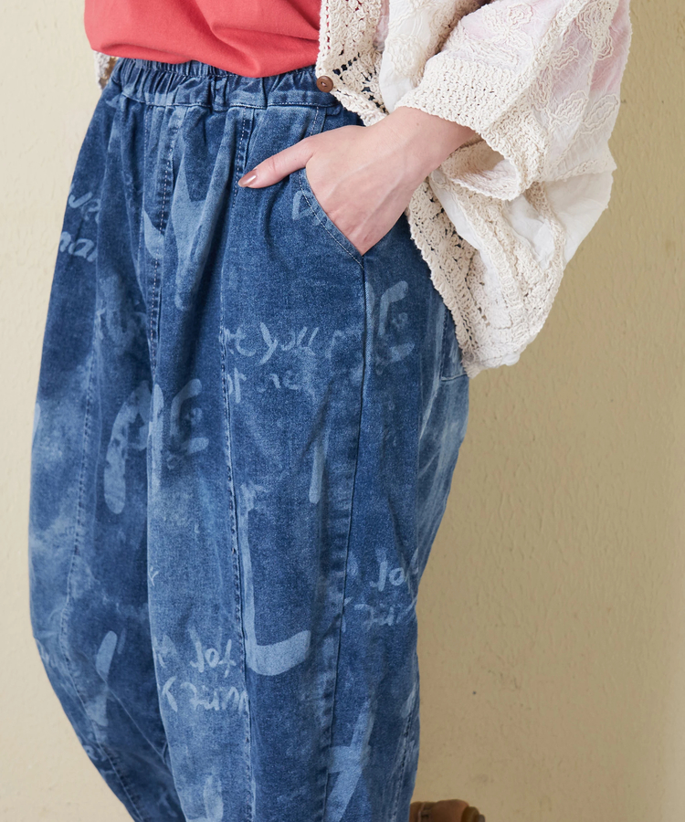 CUBE SUGAR(キューブシュガー) |【春新作】デニム プリント イージーパンツ