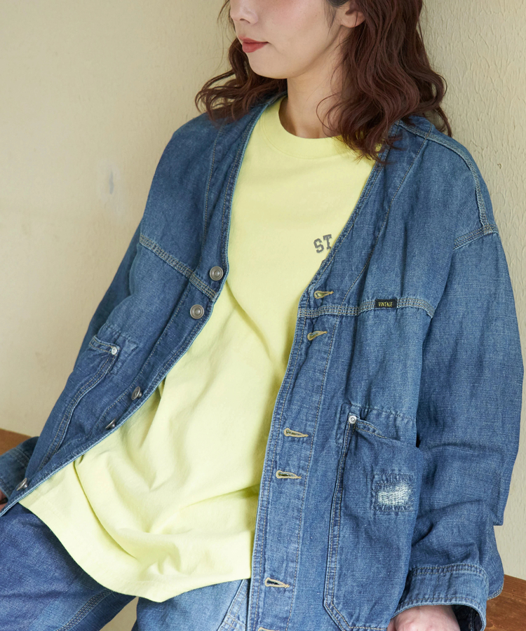 CUBE SUGAR(キューブシュガー) |【春新作】綿麻 スラブ デニム チル ジャケット