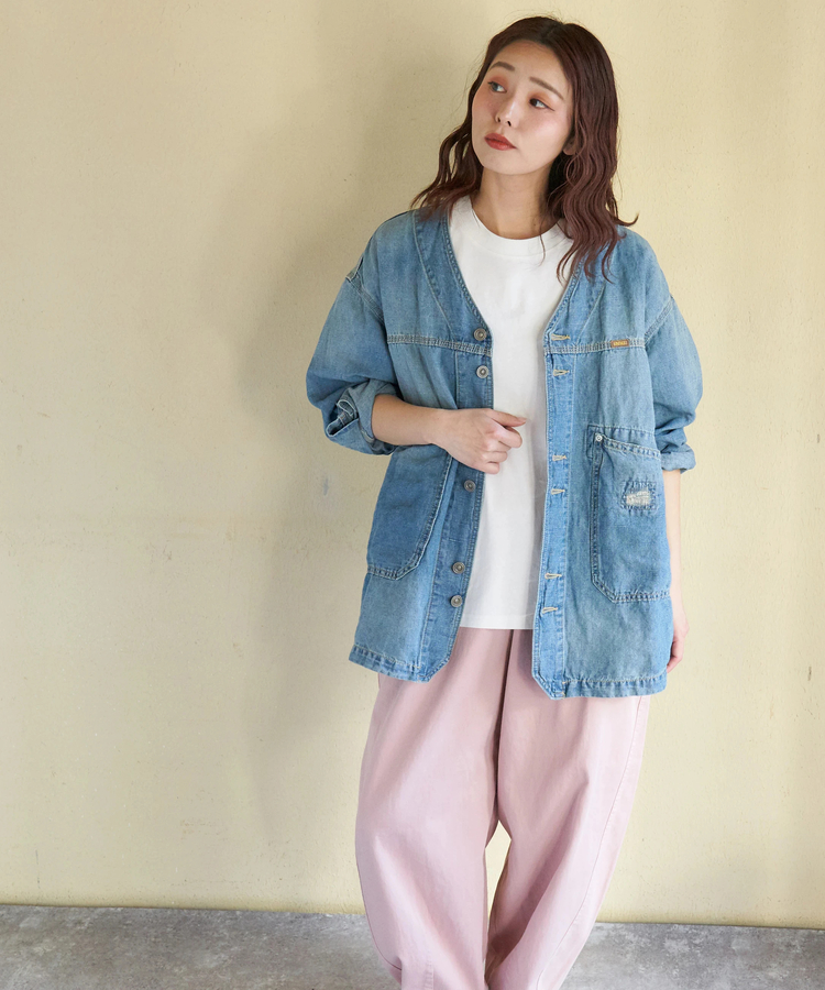 CUBE SUGAR(キューブシュガー) |【春新作】綿麻 スラブ デニム チル ジャケット