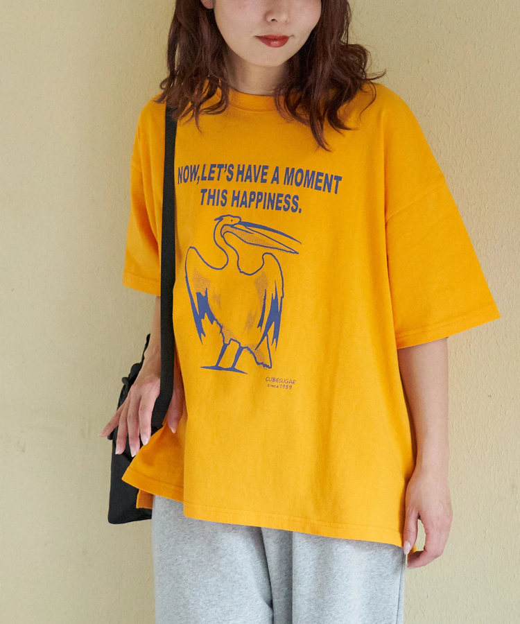 CUBE SUGAR(キューブシュガー) |【春新作】20/-OE天竺 ペリカン プリント Tシャツ