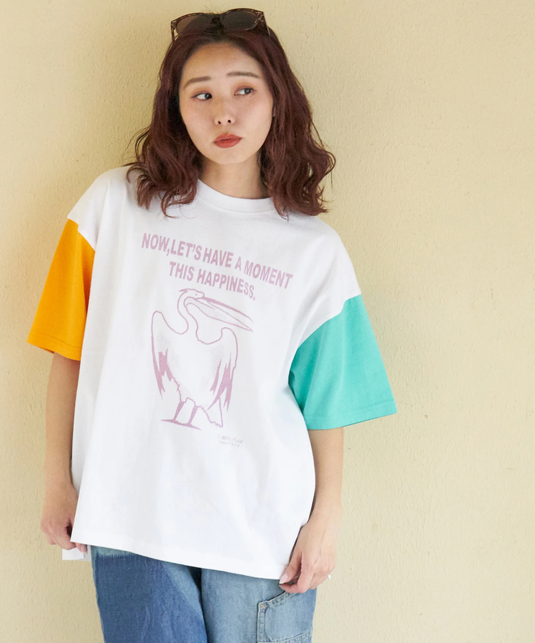 CUBE SUGAR(キューブシュガー) |【春新作】20/-OE天竺 ペリカン プリント Tシャツ